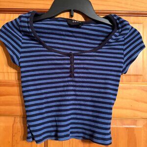 Brandy Melville Chocolate and Ash Striped Tee